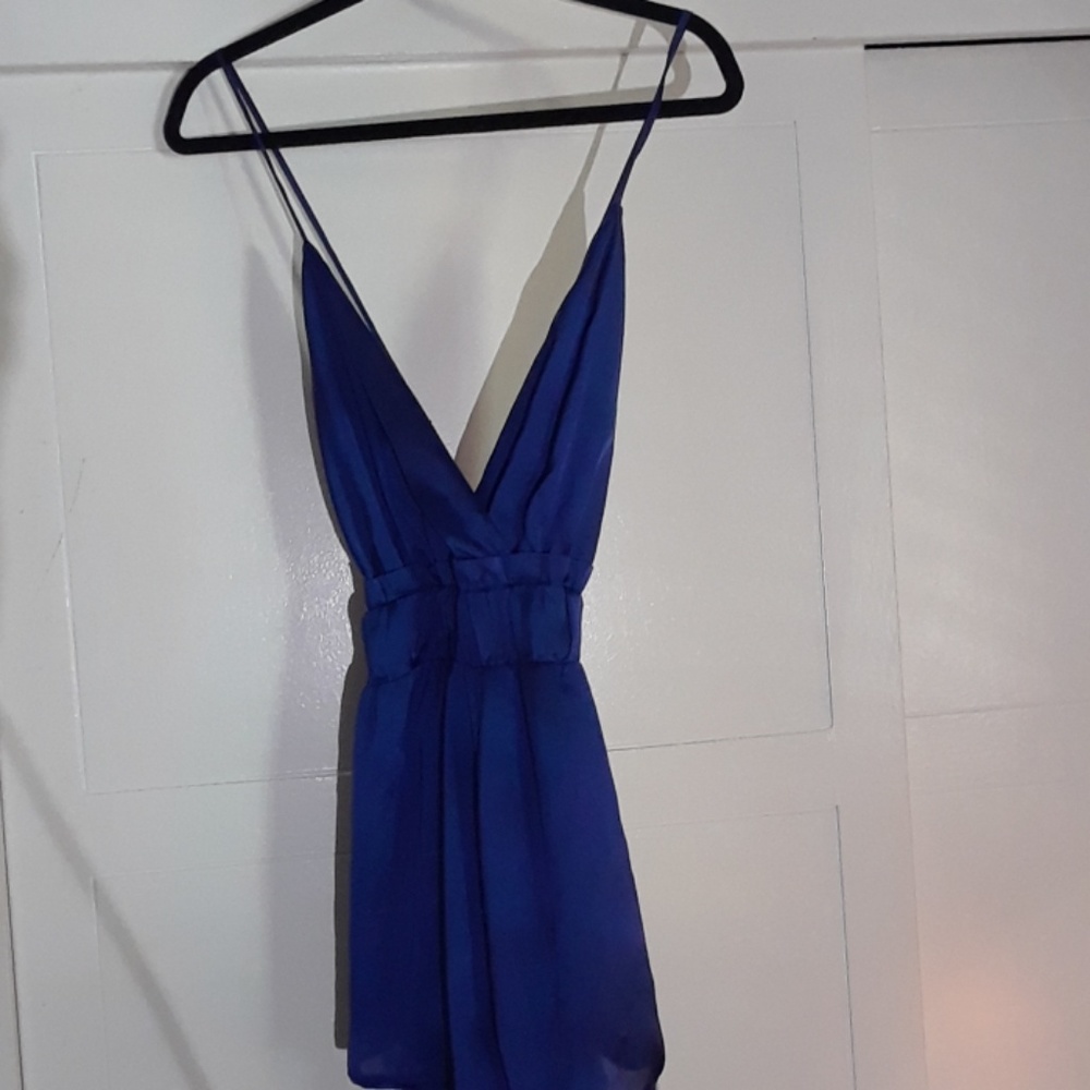 Open Back Shinestar Blue Shorts Romper